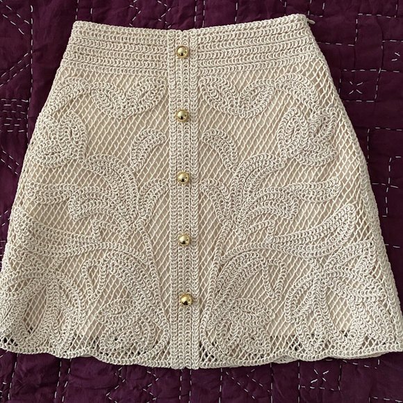 Maje Jirou floral-embroidered knitted mini skirt NWT 34 - Picture 7 of 9
